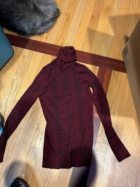 united states sweaters Burgundy & Black Marled Turtleneck Sweater